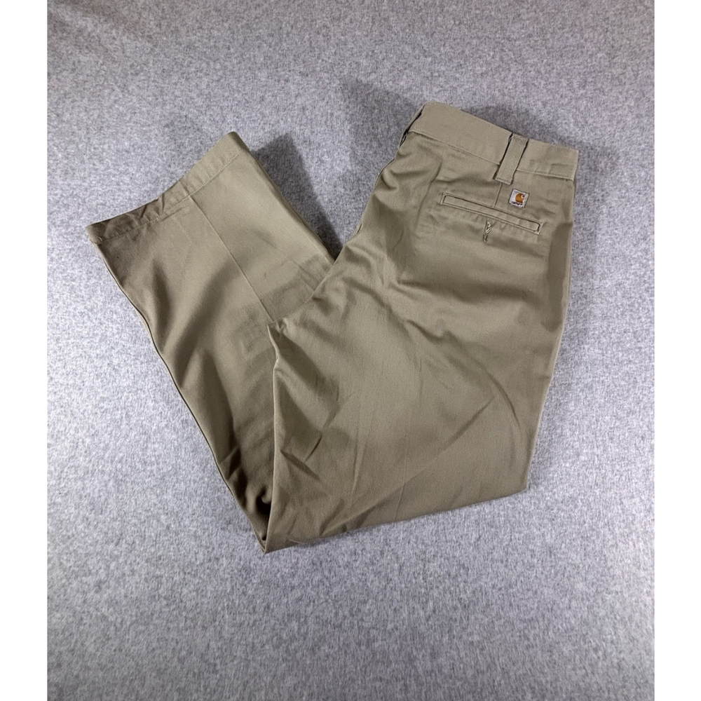 Carhartt B290 Twill Pants Mens 40x30 Khaki Workwear Uniform Straight Leg‎ USA